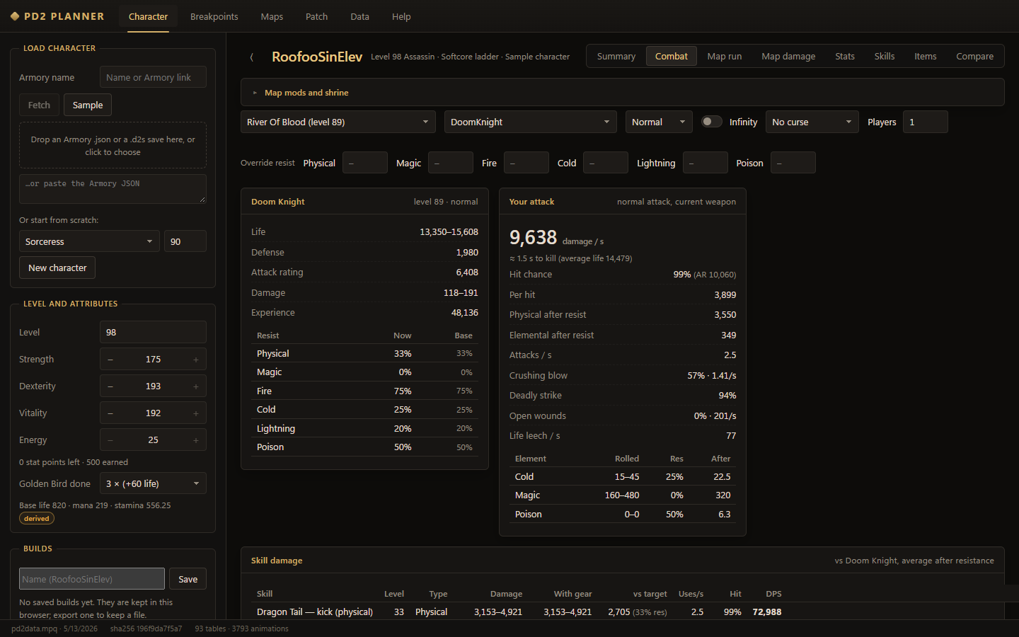 Combat tab